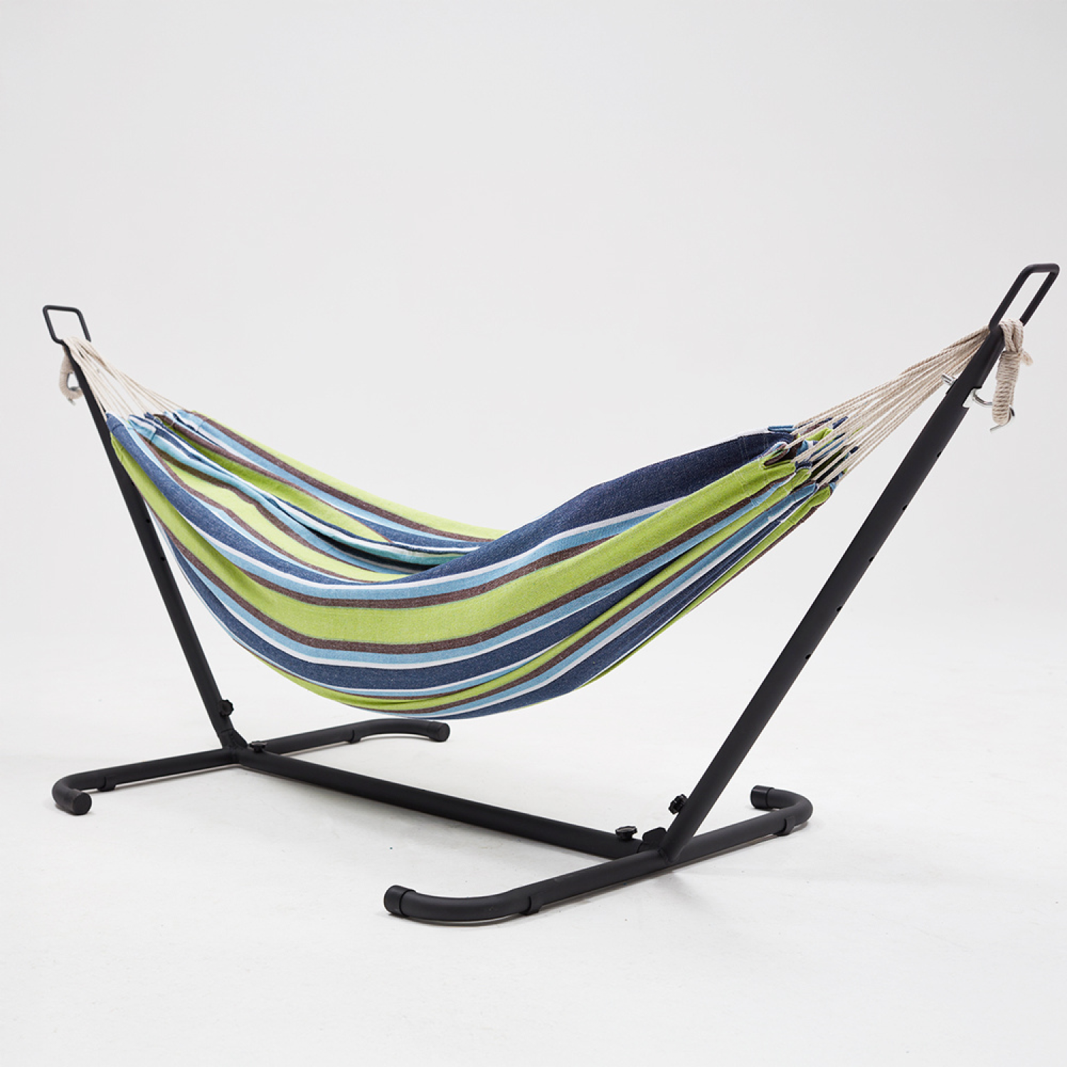 Hamac sur pied 2,6 m avec toile en polyester bleu et vert COPACABANA - 2