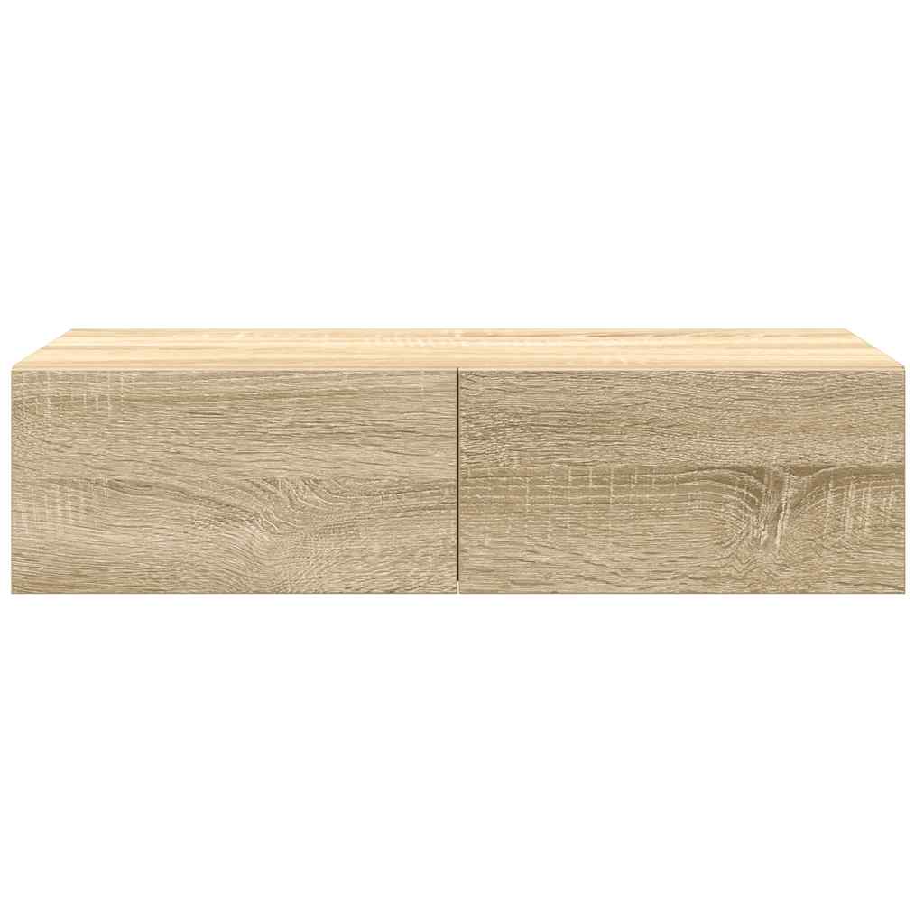 Étagère murale | Étagère flottante | Étagère suspendue avec tiroirs chêne sonoma bois d'ingénierie CFW932281 - 4