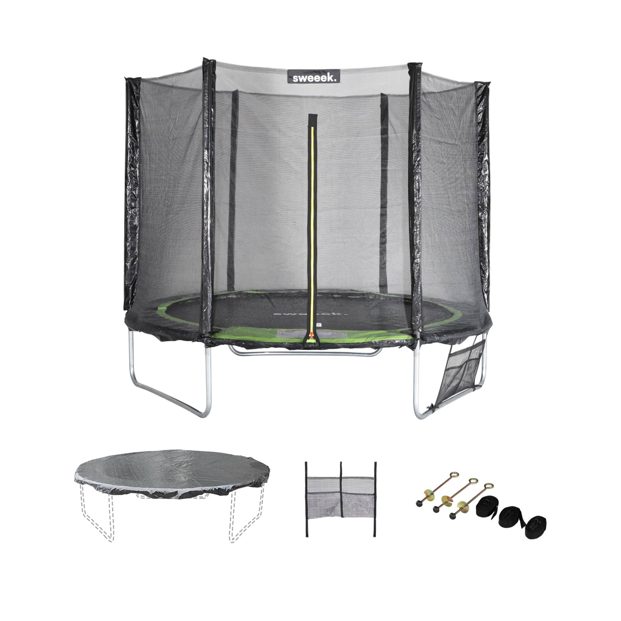 Trampoline De Jardin Bestpriceparts 366 Cm Vert - Avec Filet Sécurité Et échelle, Complet