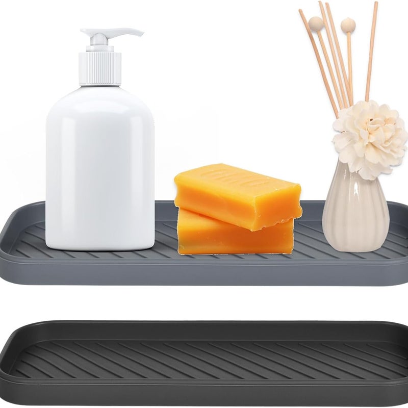 Silikonowy organizer do zlewu – 2 sztuki, mata ociekowa – uchwyt na gąbkę i mydelniczka – do przechowywania gąbek, płynu do naczyń, mydła, szczotek