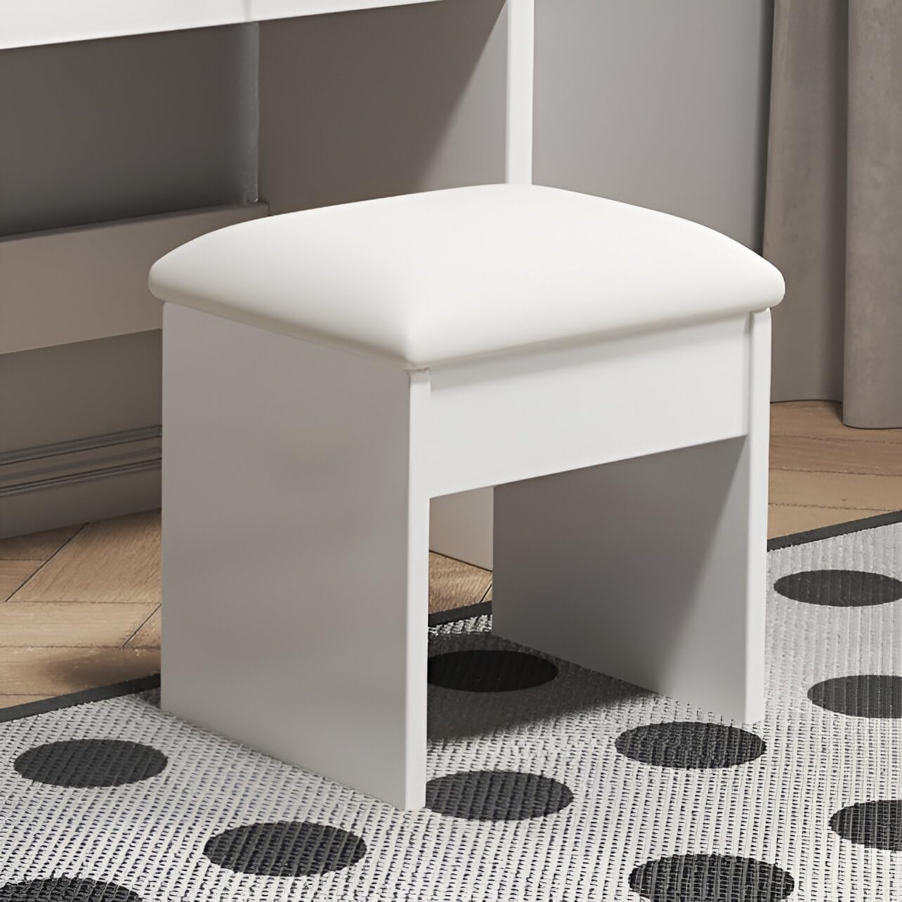Coiffeuse avec miroir LED en MDF Blanc H. 130 x l. 85 x P. 36 cm - 9