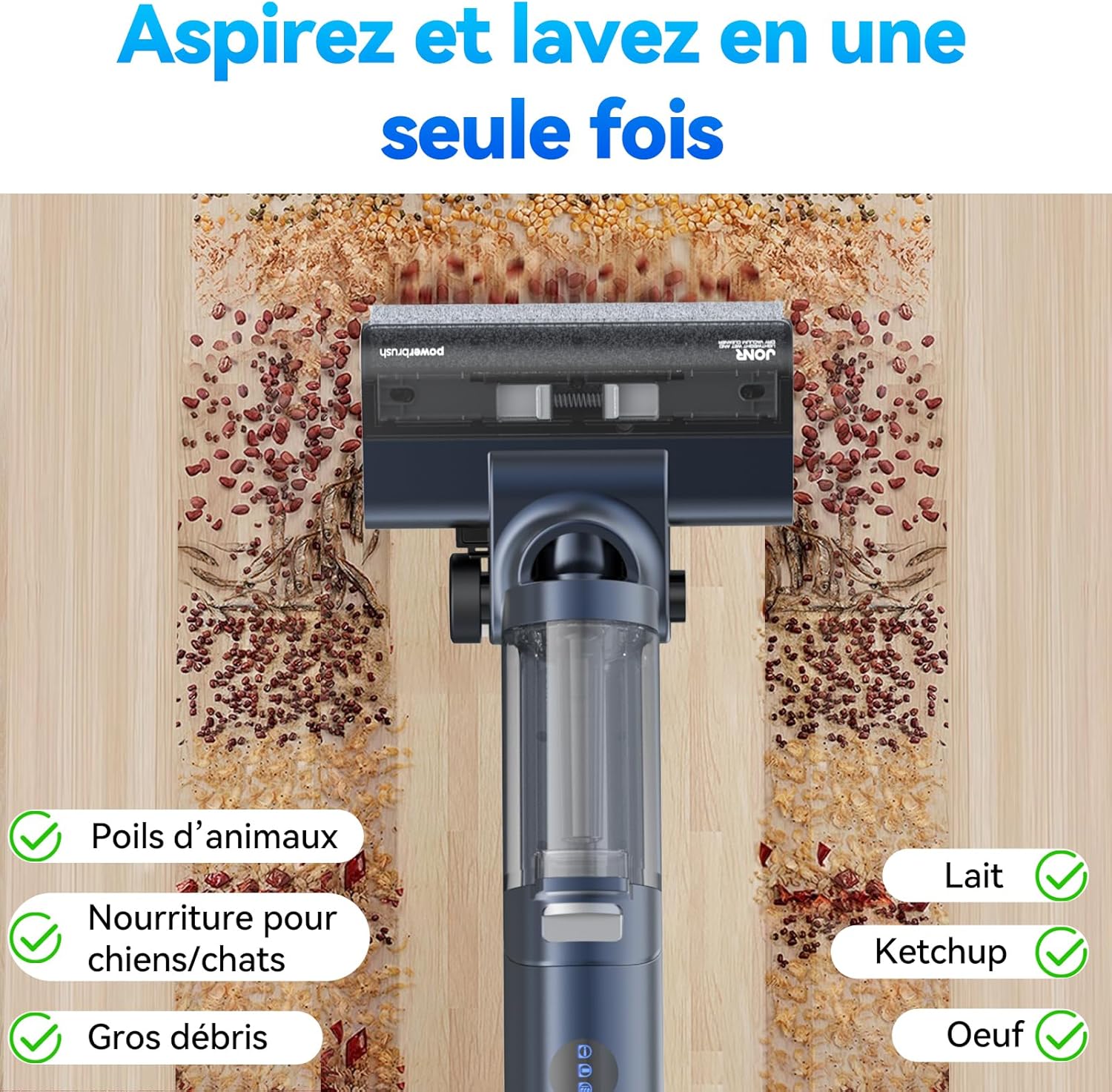 Odkurzacz bezprzewodowy, czyszczenie trzech krawędzi, odkurzacz 3 w 1, samoczyszczący gorącą wodą, suszenie gorącym powietrzem, JONR ED12 Pro - 6