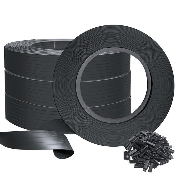Kit de lamelles occultantes PVC brise vue 300m x 4.7cm avec 600 clips Noir VOUNOT®