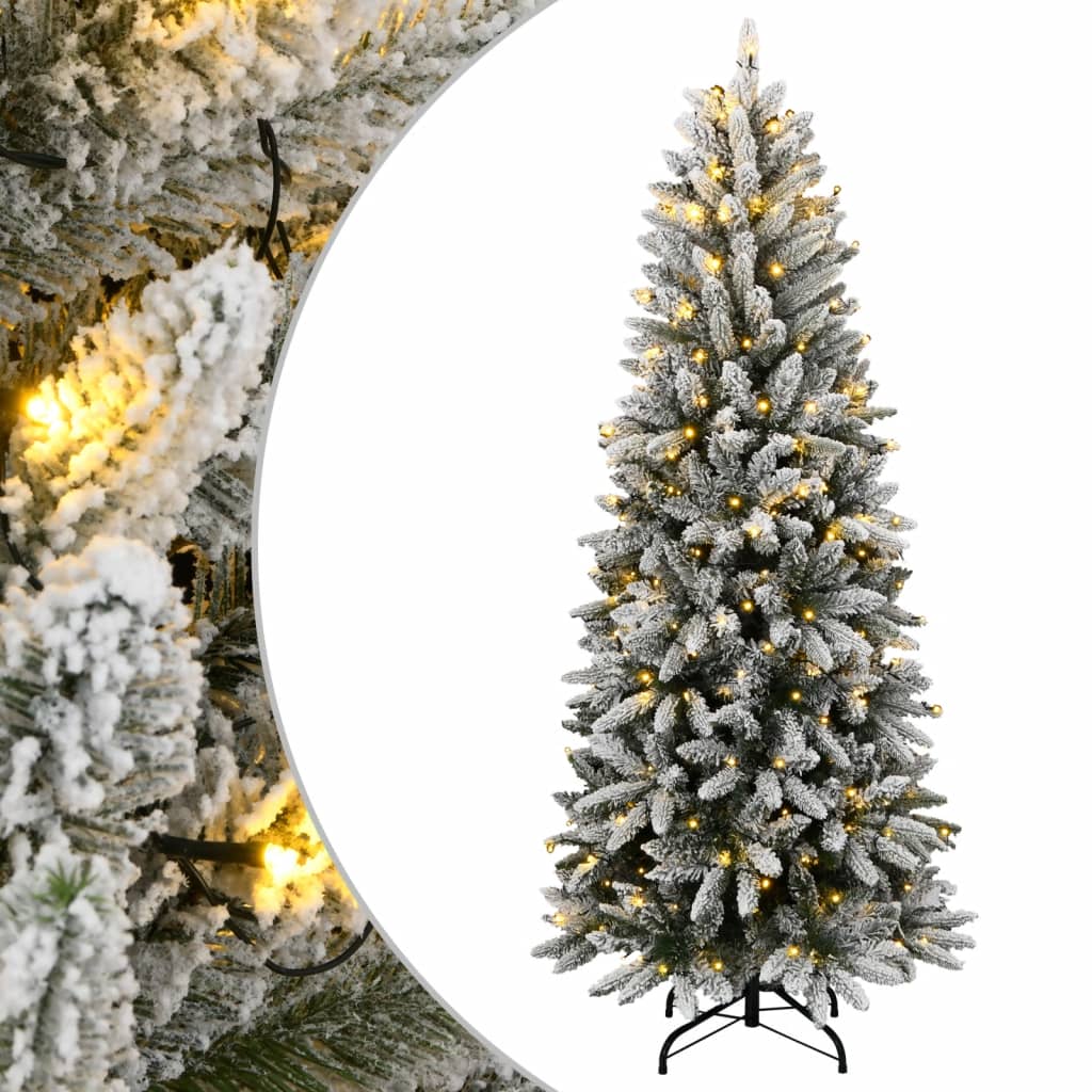 Sztuczna choinka z 300 lampkami LED, ośnieżona, 180 cm vidaXL