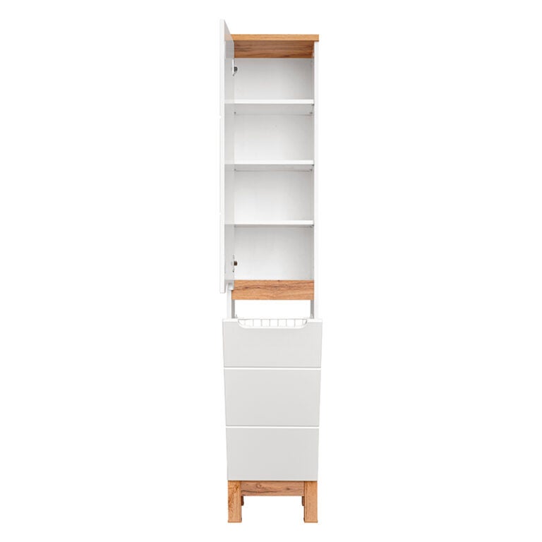 Meuble colonne avec panier à linge 35 cm Bali White - 4