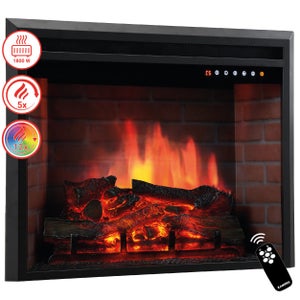 KAMINIO Cheminée Électrique LUCA - Cheminée Encastrable avec Chauffage, Effet de flamme 3D, 12 Couleurs de flammes, Télécommande - 23"