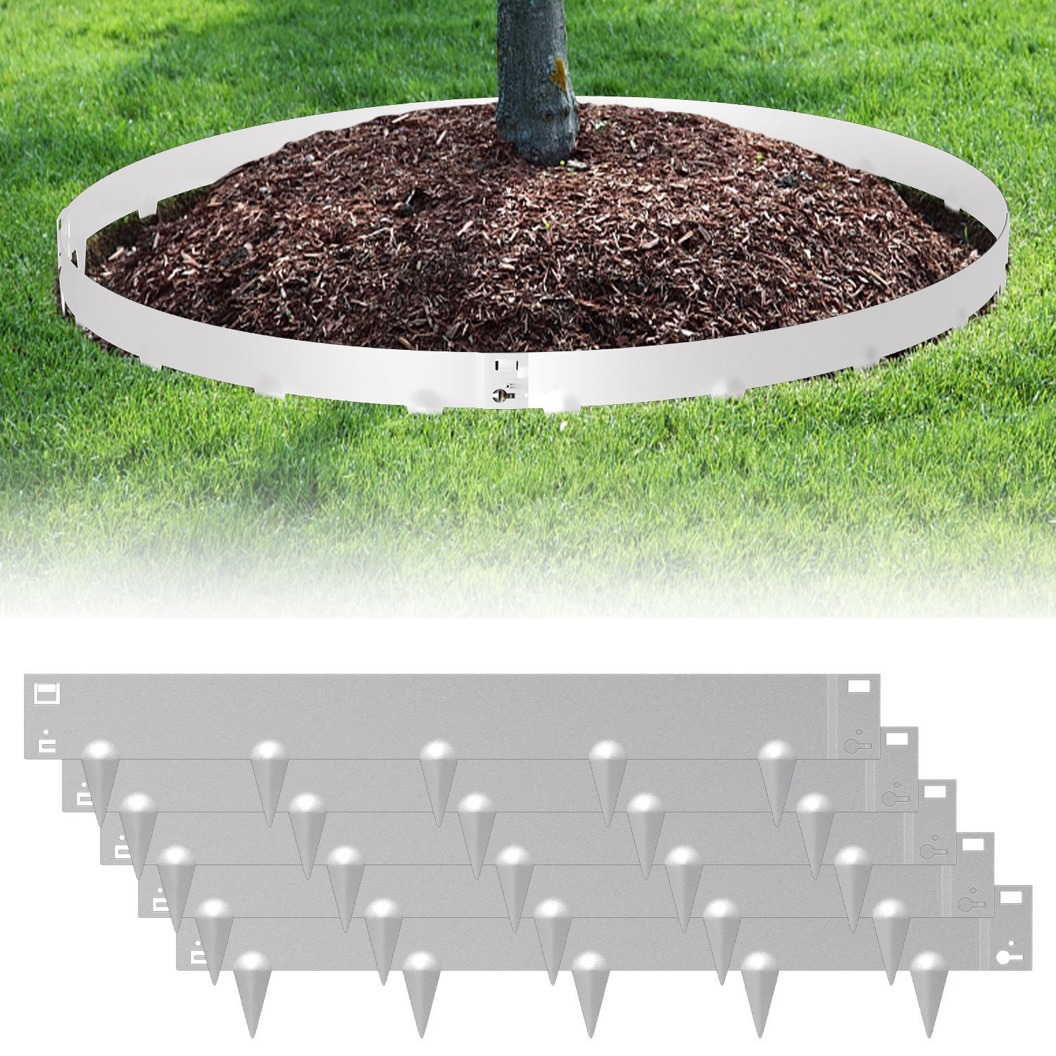 100 x 18 cm 30 m Obramowanie ogrodu z kolcami DIY Obramowanie trawnika Obramowanie trawnika Ocynkowane metalowe Obramowanie klombu Srebrne