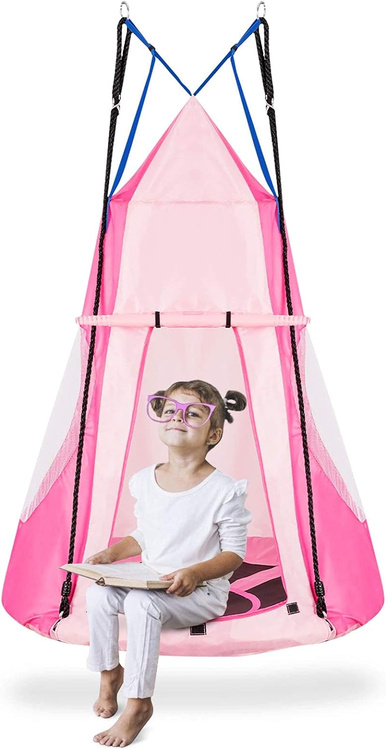 Balançoire Nid d'Oiseau - DREAMADE - Hauteur Réglable 100-180CM