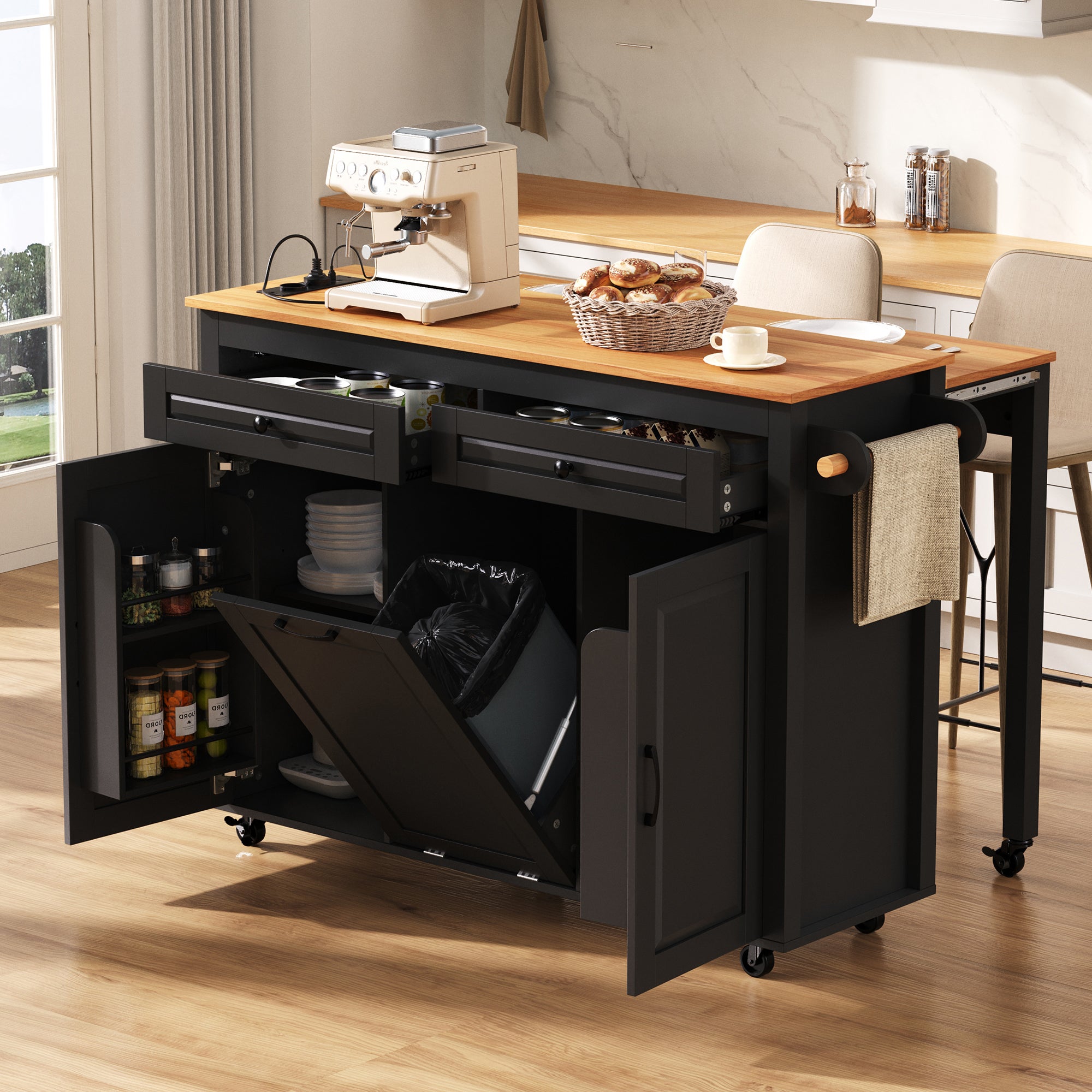 BMZXCH Grande Vassoio Legno Nero Rettangolare In Legno