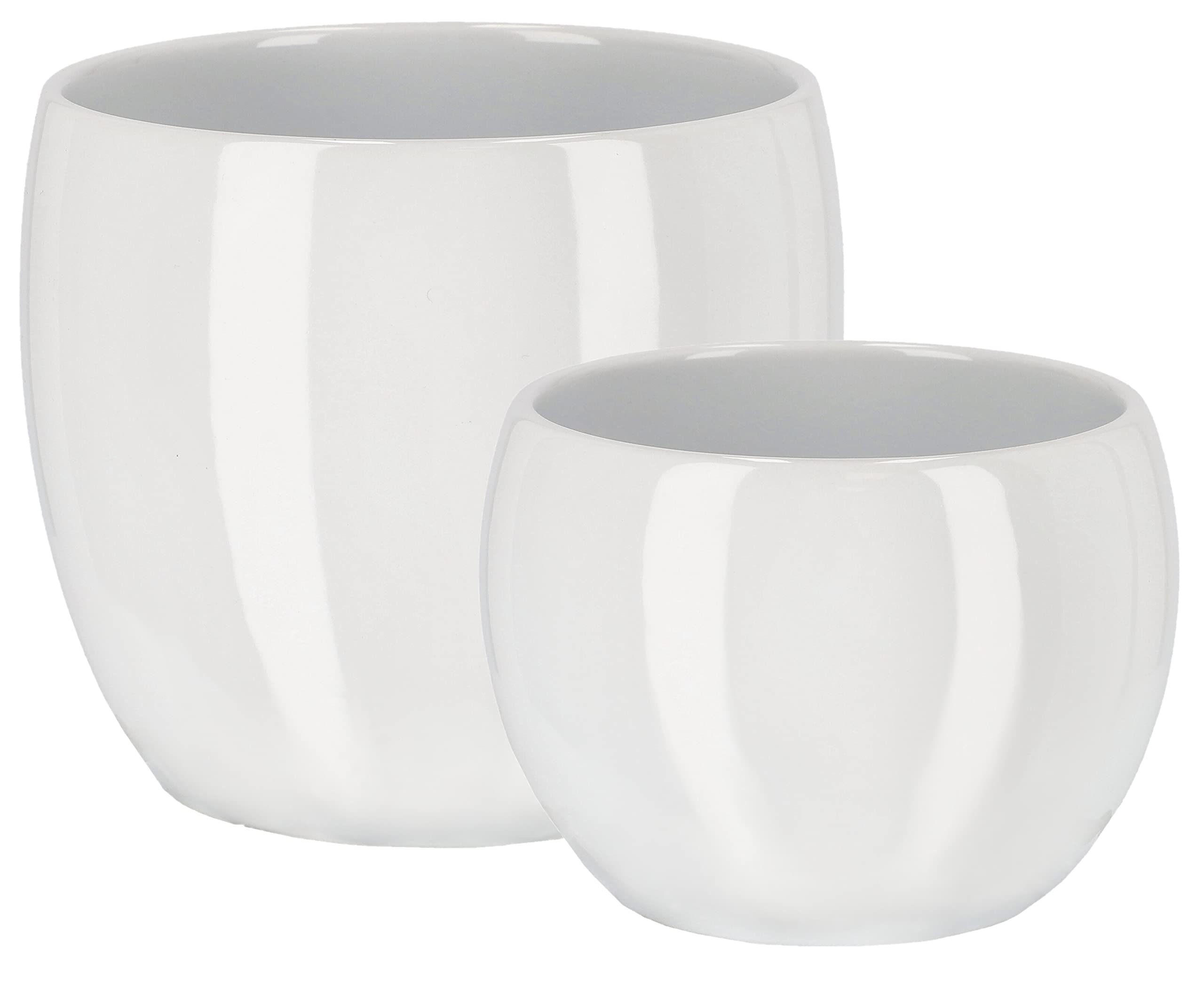 Zestaw 2x donica doniczka kula osłonka biała ceramika glamour na rośliny - KOTARBAU