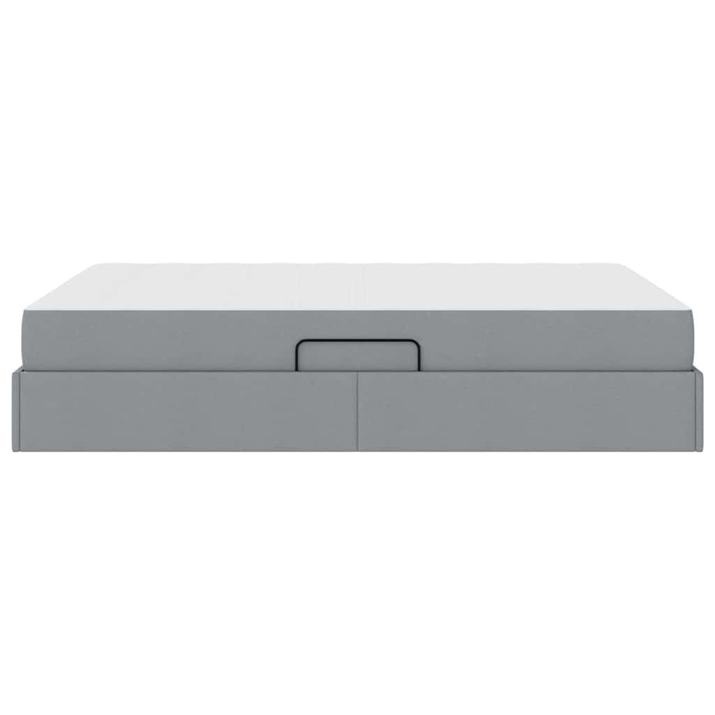 Lit avec rangement et matelas gris clair 140 x 190 cm polyester - 9