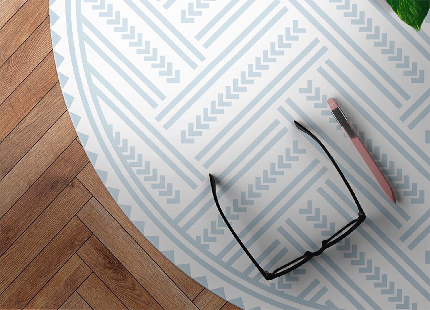 Tappeto PVC rotondo zigzag chevron moderno, tappeto vinile elegante perfetto per interni raffinati 110x110 cm – Tulup - 3
