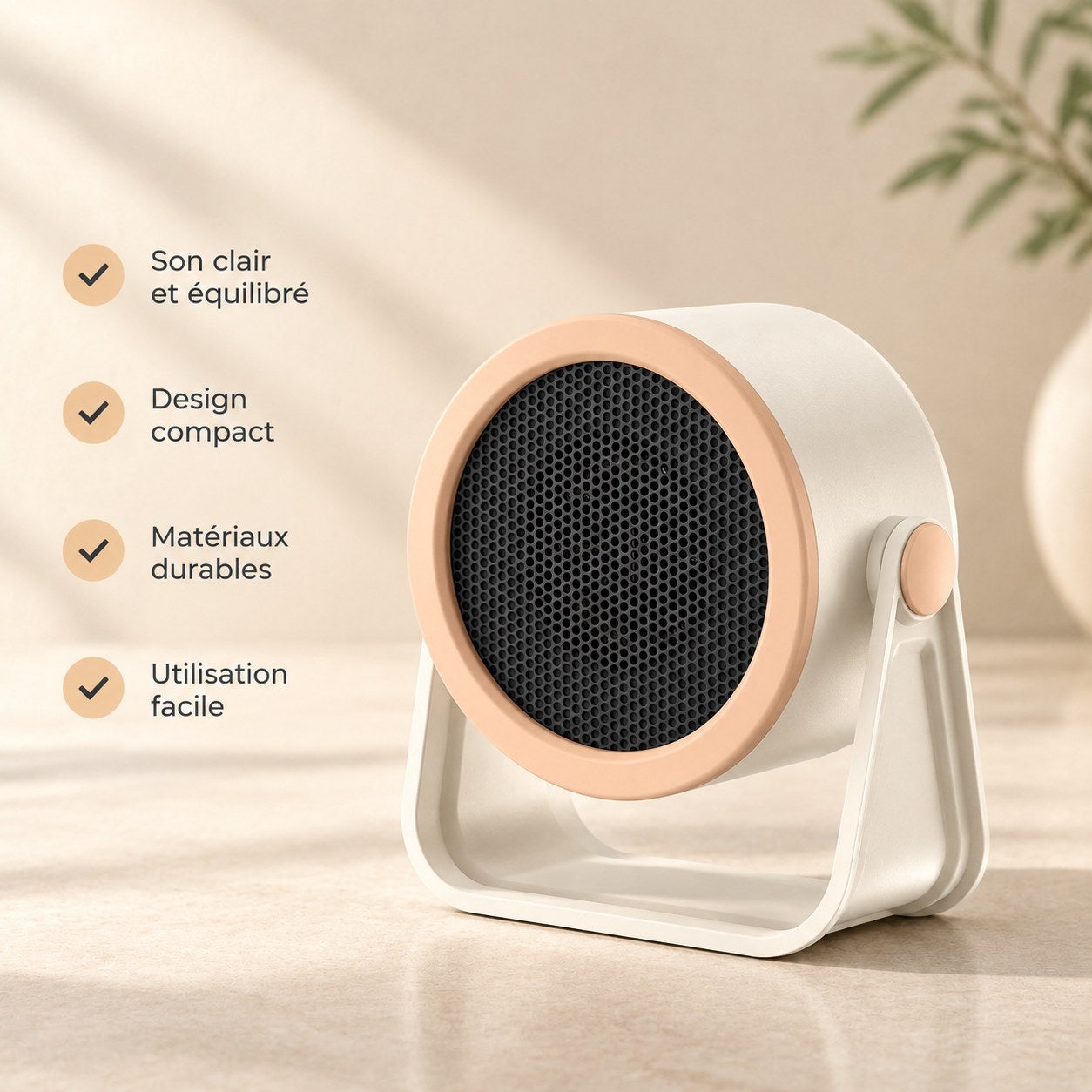 Mini radiateur soufflant petit soleil, design compact avec grille ...