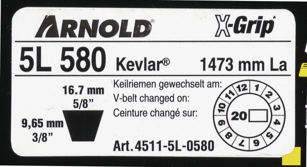 Courroie trapézoïdale X-Grip V de type 5L580 - 2