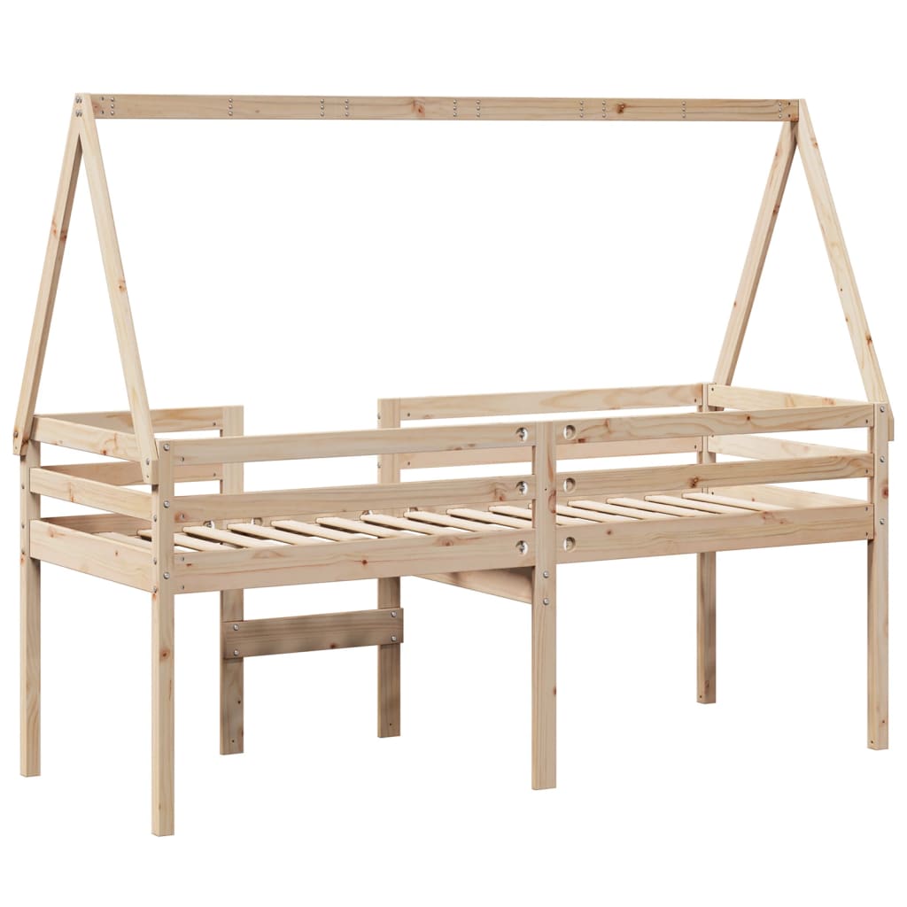 Lit haut avec toit 75x190 cm bois de pin massif - 8