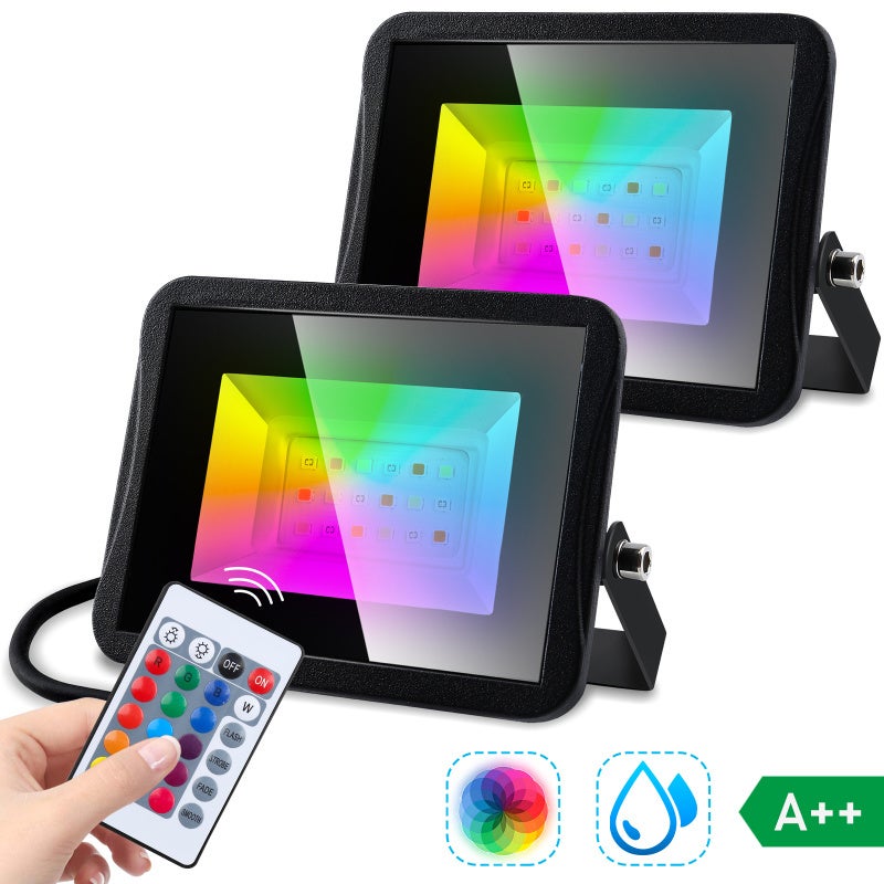 Projecteur LED Extérieur RGB 10-100W - IP66, Dimmable, Télécommande - Marque WZTO - Neuf