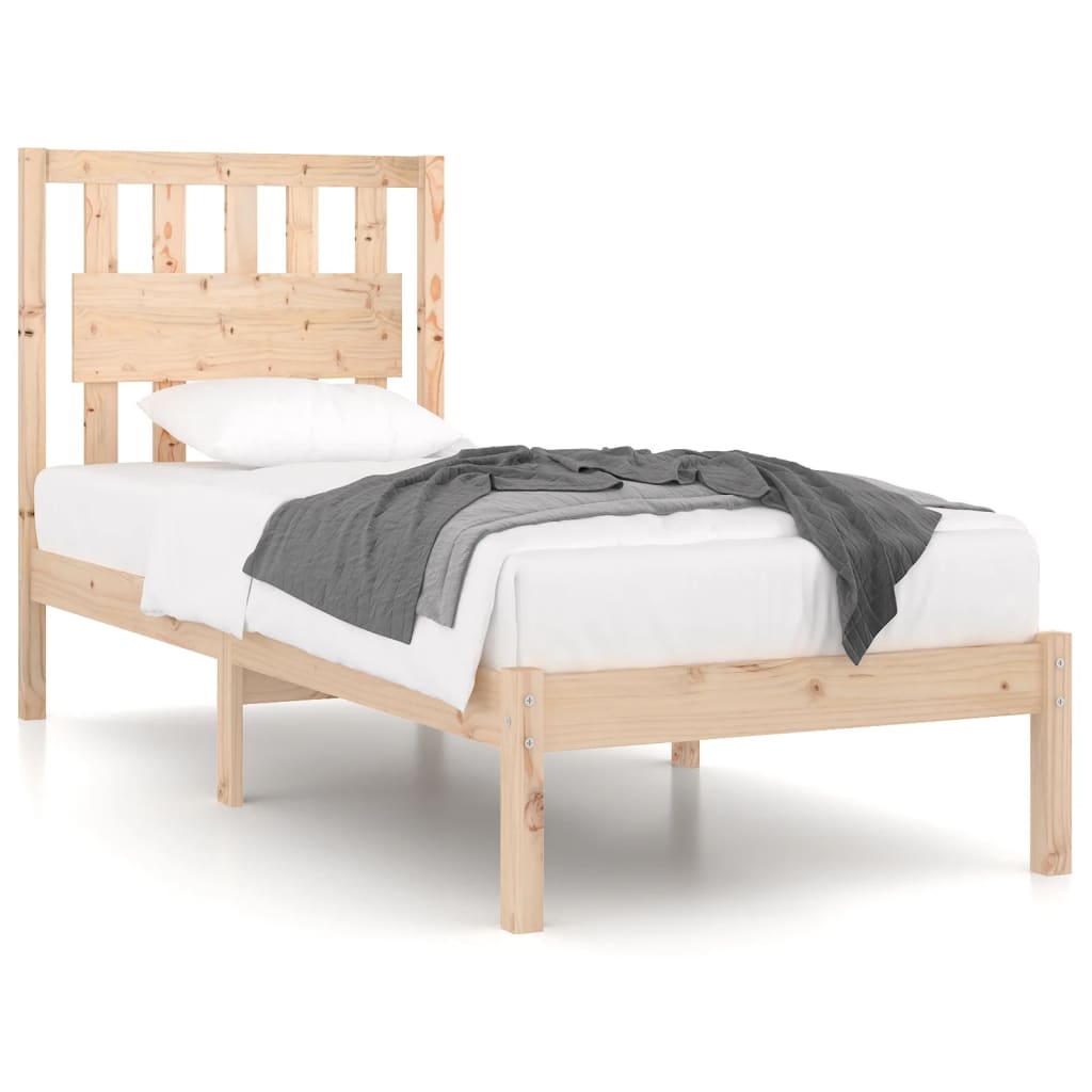 Cadre De Lit 90x190 Cm En Bois De Pin Massif - Neuf