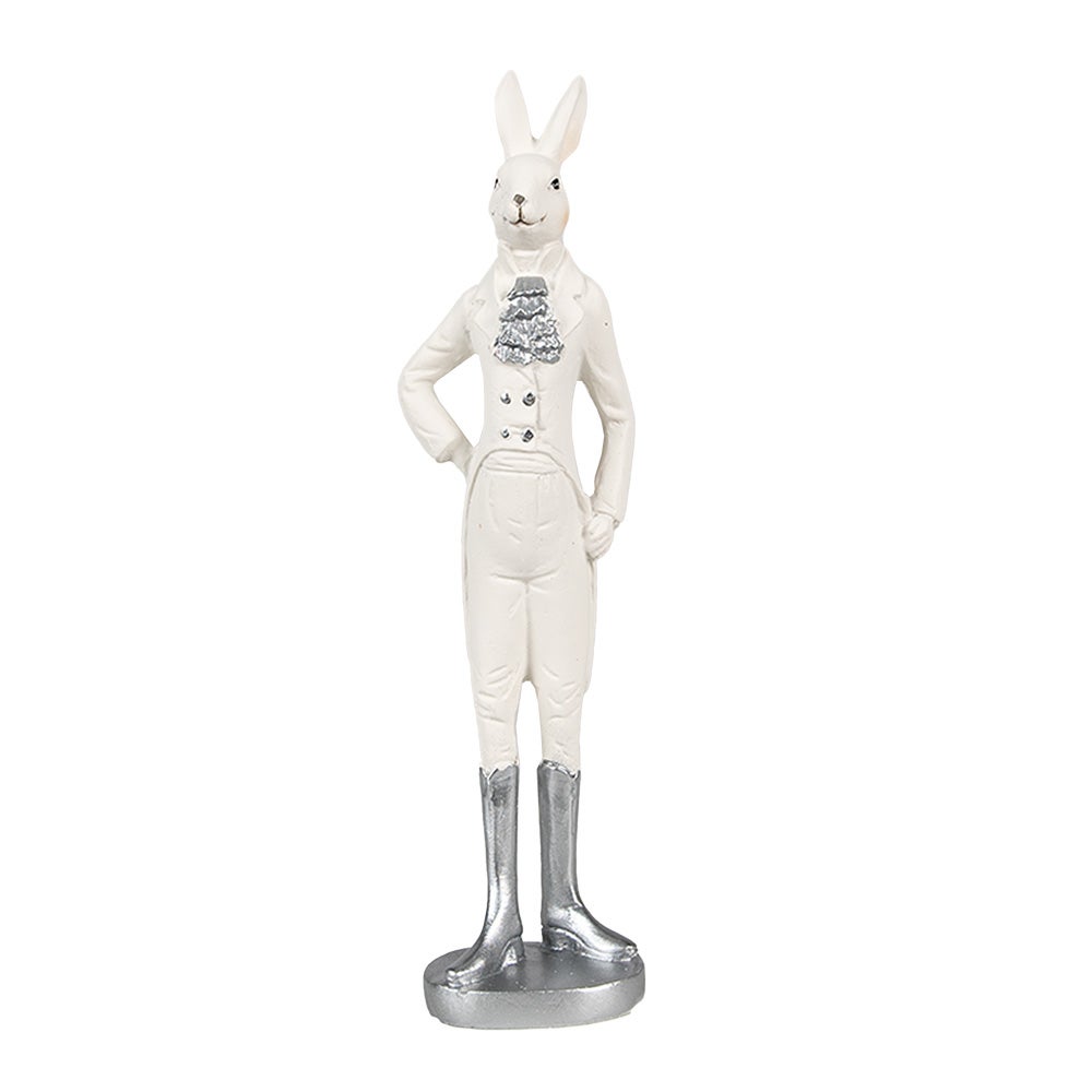 6PR4043 Figurine Lapin 28 cm Blanc Polyrésine Décoration de Pâques