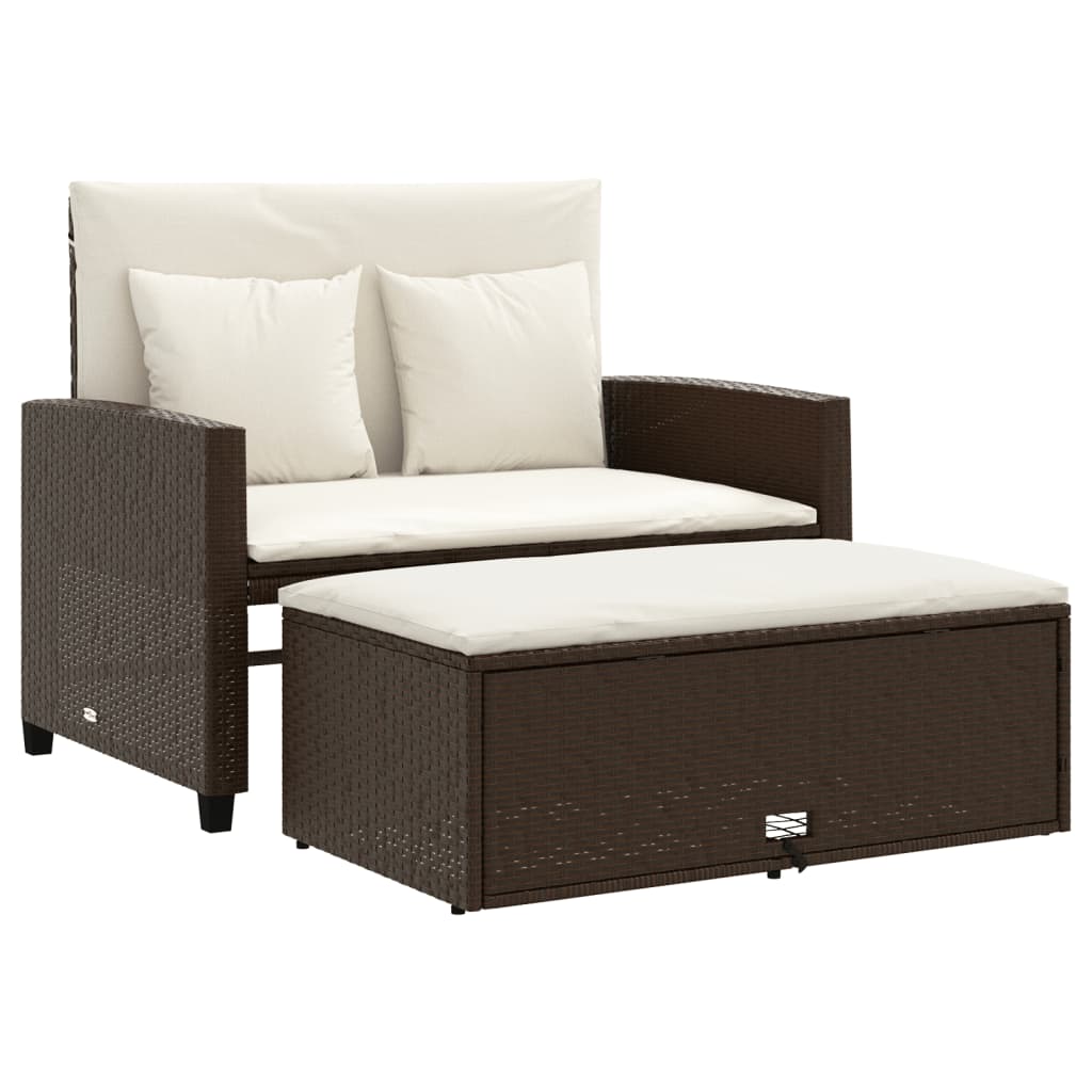 INLIFE Canapé central de jardin avec coussins Marron miel Bois de pin