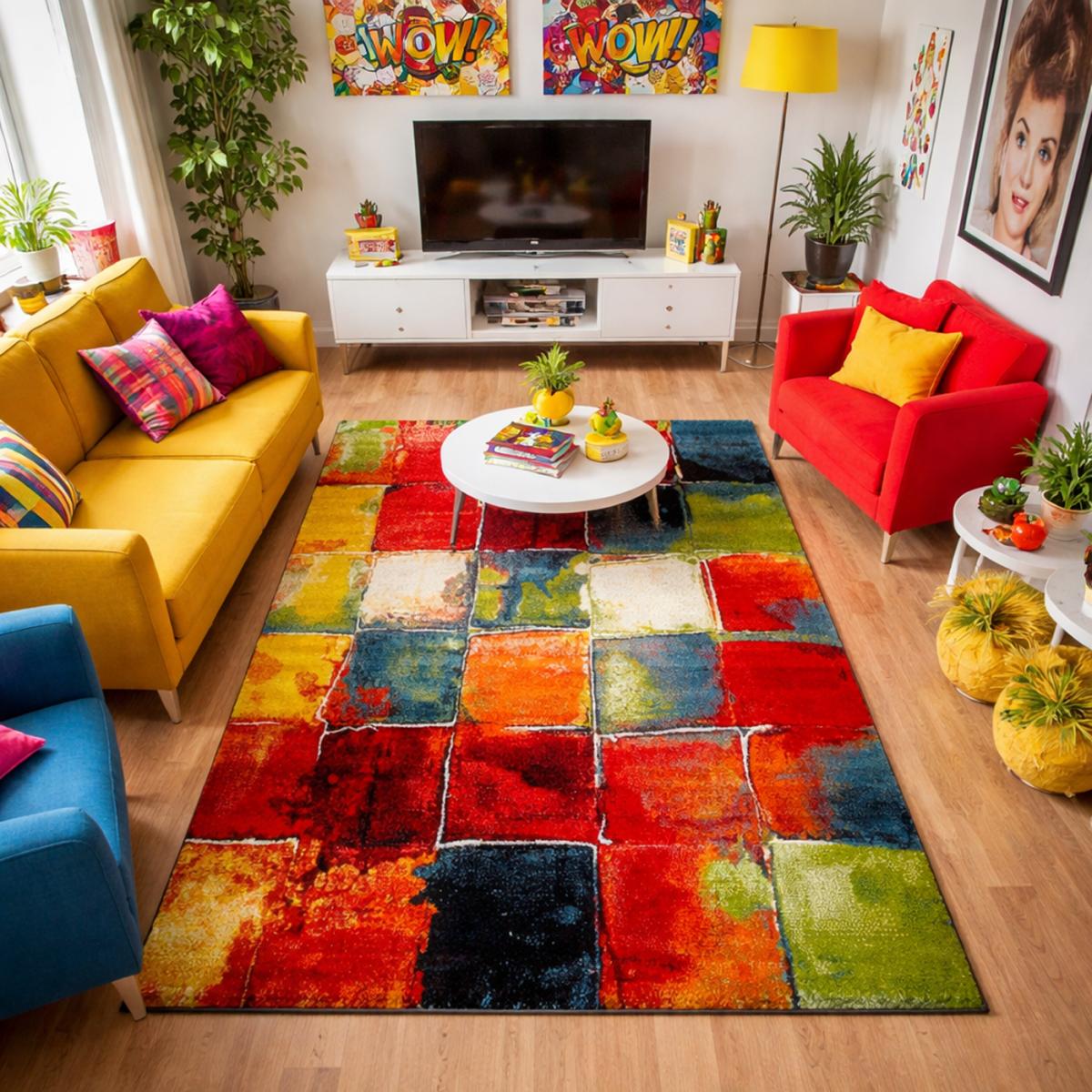 tapis salon 200x290 tissé multicolore rectangle motif géométrique LYN8 BELO 2 - 2