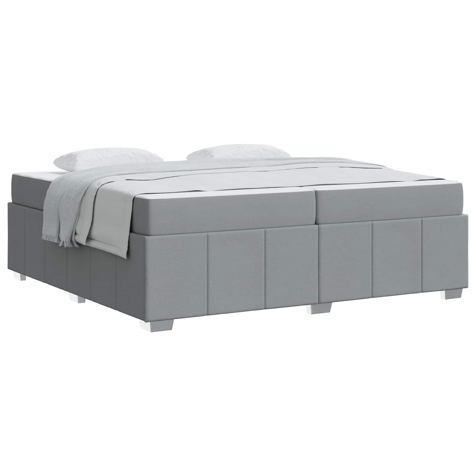 Cadre de lit avec matelas, gris clair, 200 x 200 cm, tissu - 2