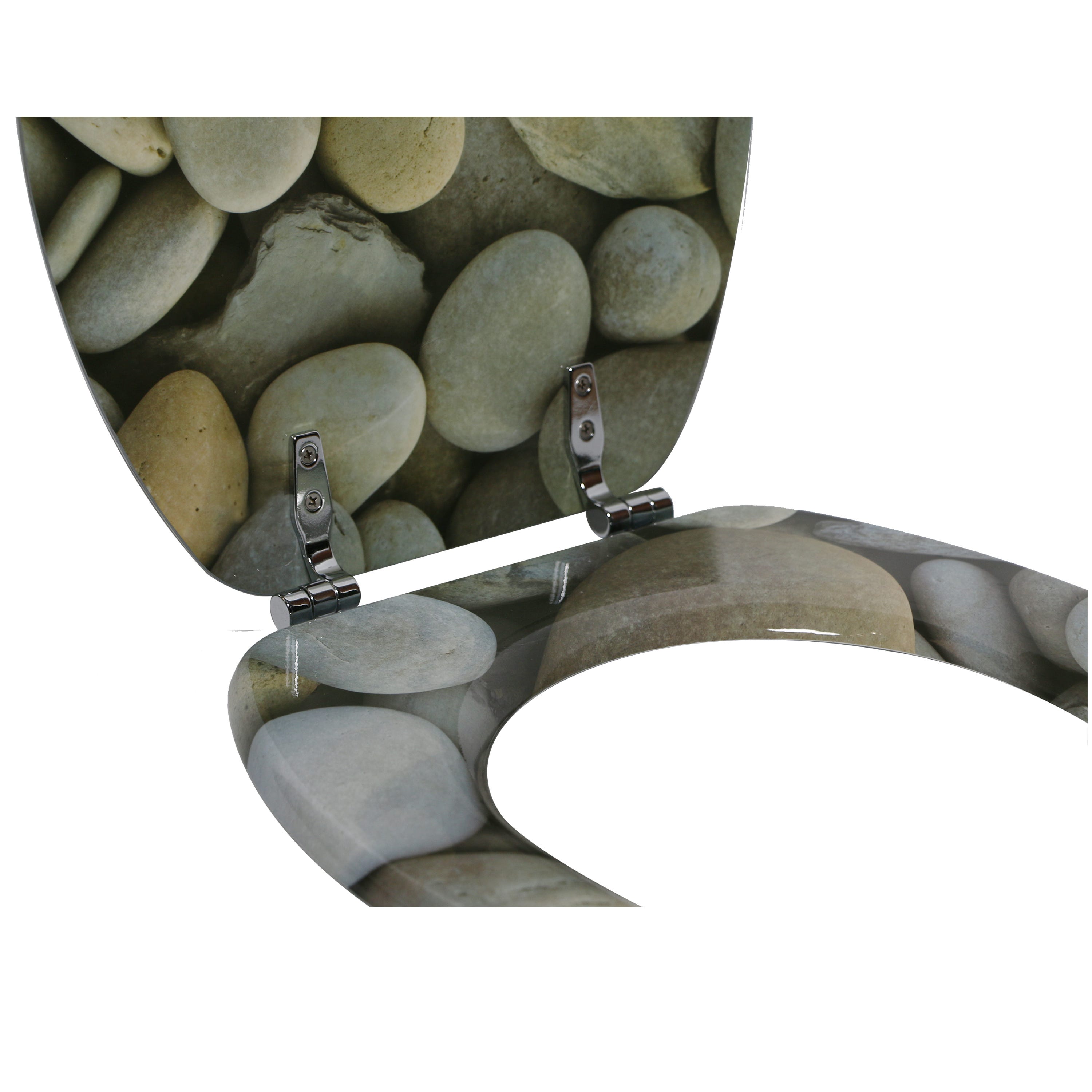 SENSEA - Abattant WC ovale - MDF motif galets - Pop - 4