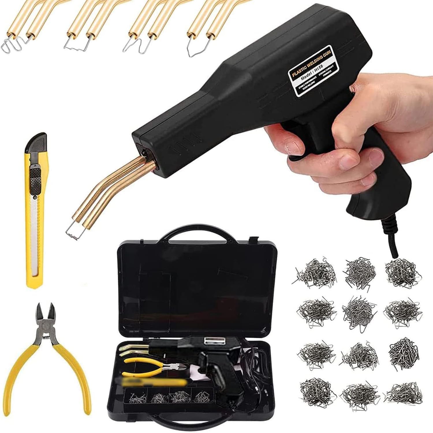 Machine à Souder Plastique 150W + 1000 Agrafes & 15 Cannes – Kit Réparation Pare-Chocs, Bumper, Carrosserie, PVC, ABS – Soudure Rapide Et Solide