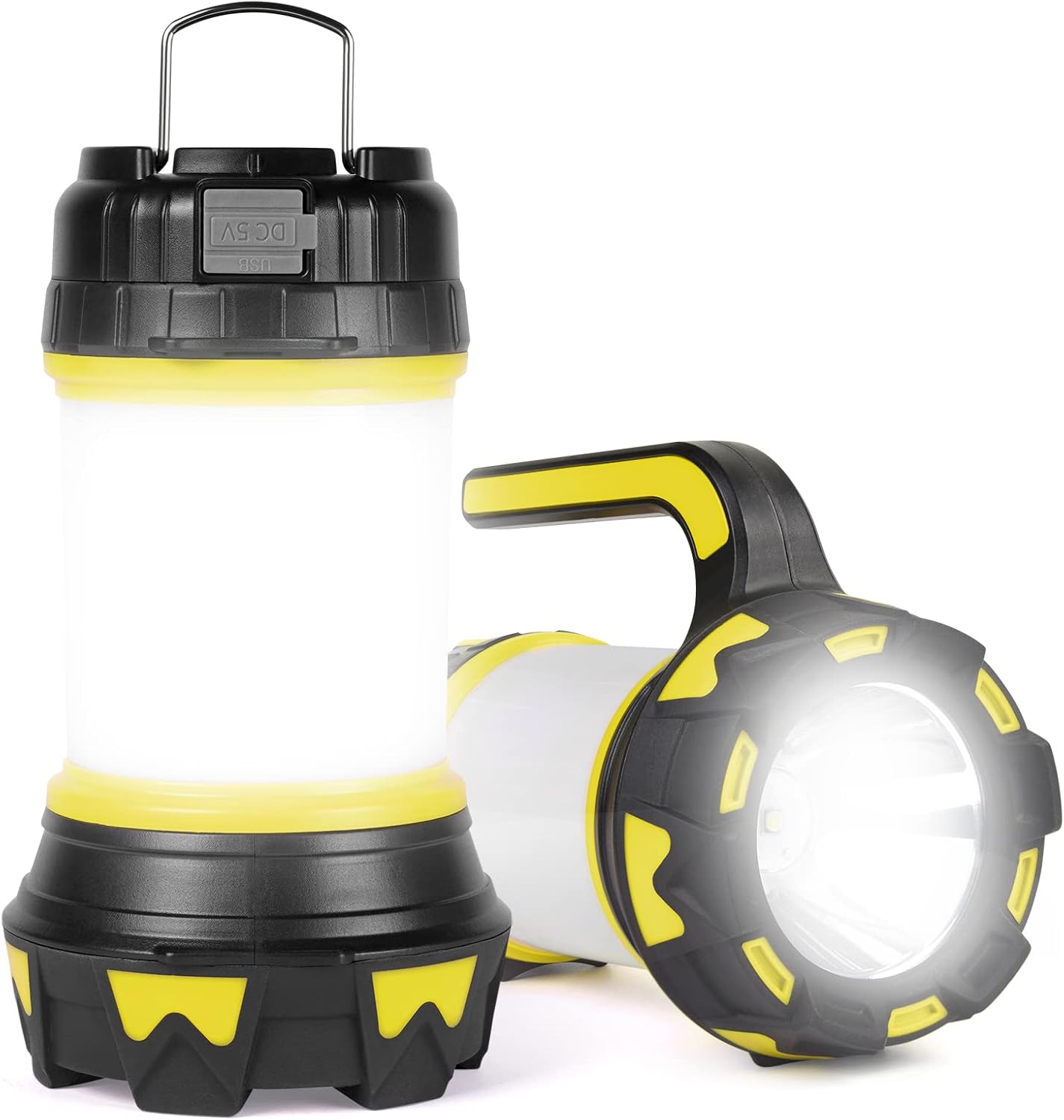 Olycism Lanterne LED Camping Solaire 4500mAh – Lampe Rechargeable USB 1000 Lumens 6 Modes 360° Pliable IPX5 Étanche, Idéal Randonnée Tente SOS