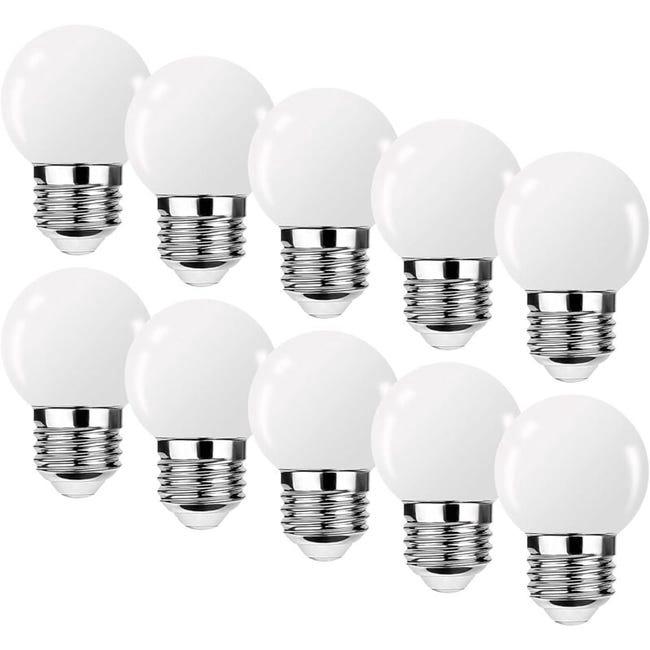 Bombilla led e27 3w g45, bombilla led 3w, mini globe golfball e27 g45, bombilla blanca cálida, ángulo de haz de 360°, no regulable, paquete de 10 [efi