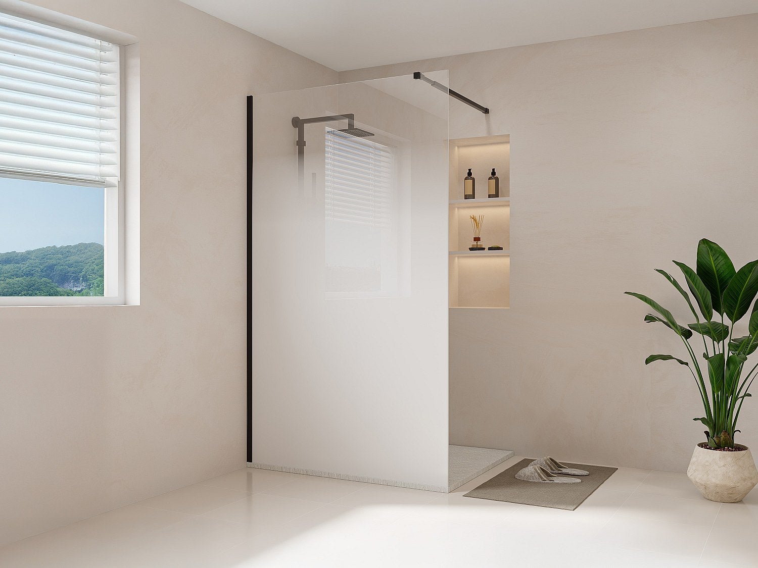 Ścianka prysznicowa dymiona do kabiny walk-in - 120 x 200 cm - Czarny mat - POMARO