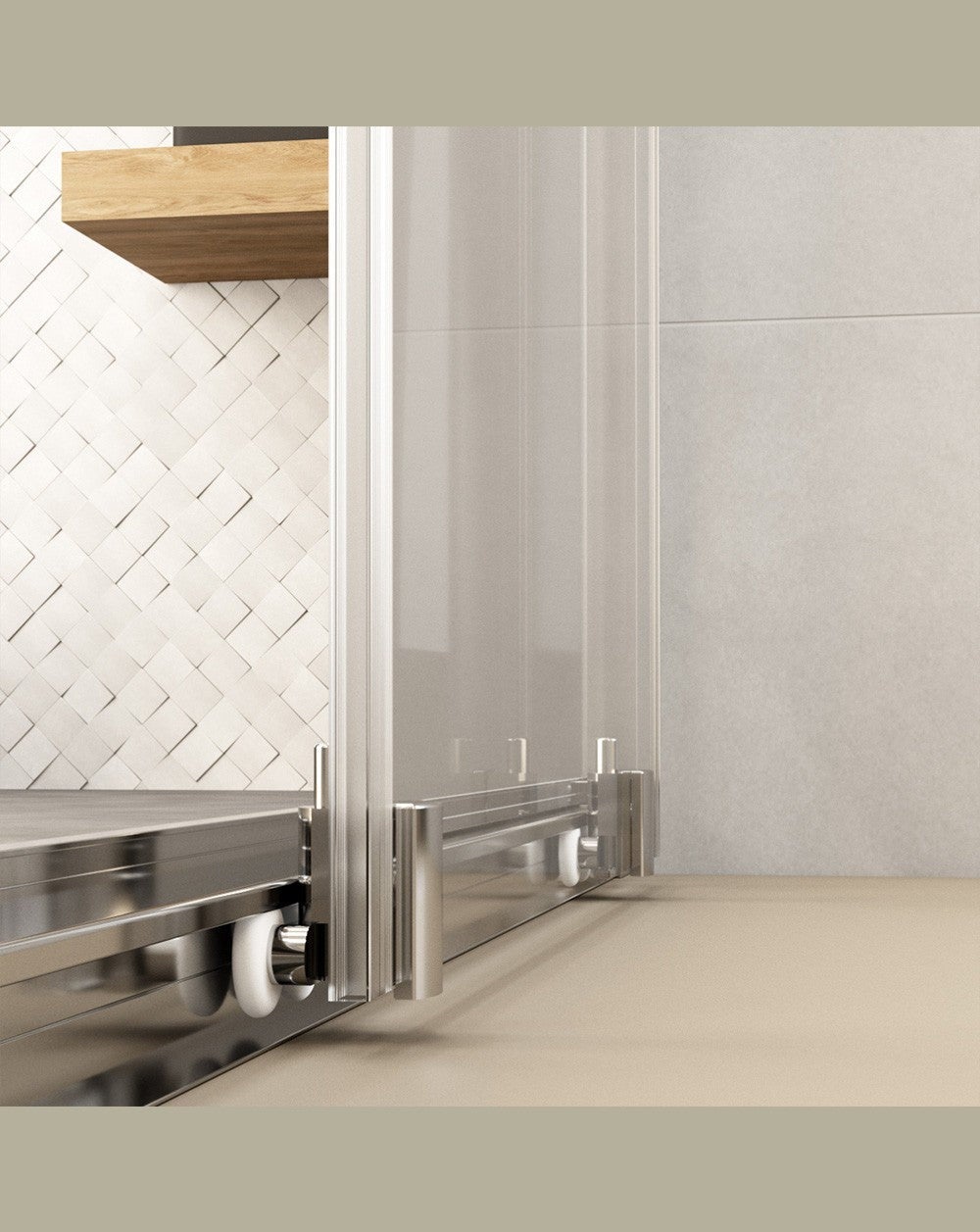 Mampara Ducha Frontal Corredera 1 Puerta 1 Fijo | Alto 190cm Transparente | Cromo Brillo 100cm (Adaptable 98-102cm) - 6