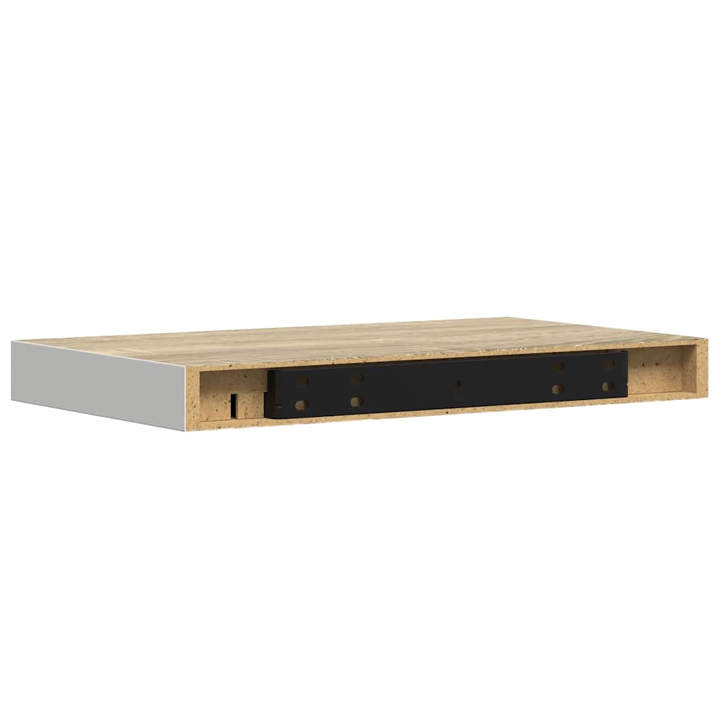 vidaXL Étagères flottantes 2 pcs Chêne et blanc 40x23,5x3,8 cm MDF - 9