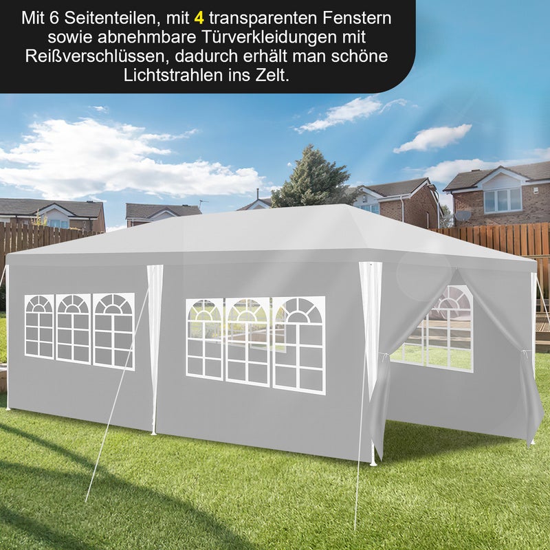 Tente Pavillon Tente de réception Manifestations d'entreprise Nettoyage facile 3x6m Blanc - 3