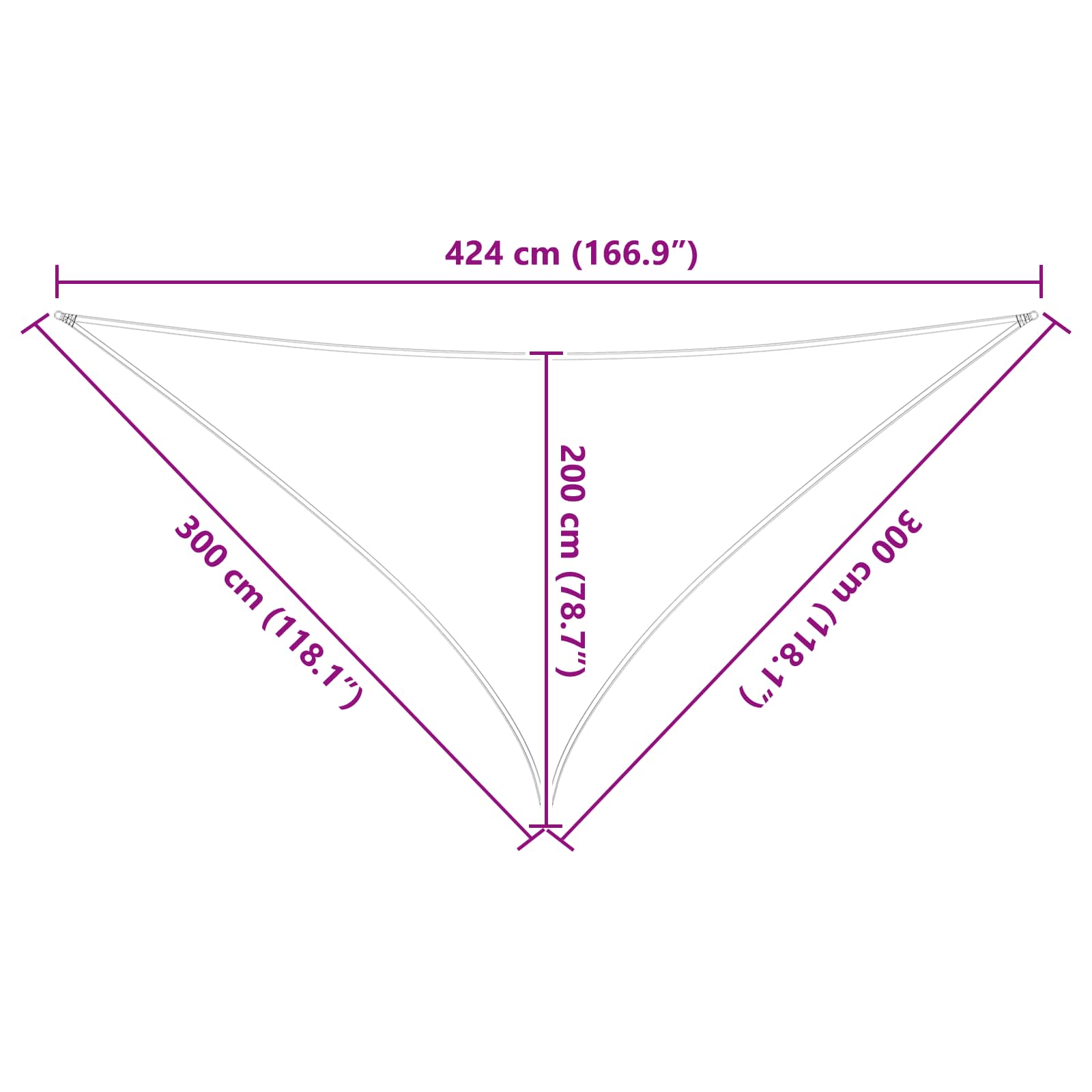 Vela de sombra azul y blanca de 3 x 3 x 4,24 m - 7