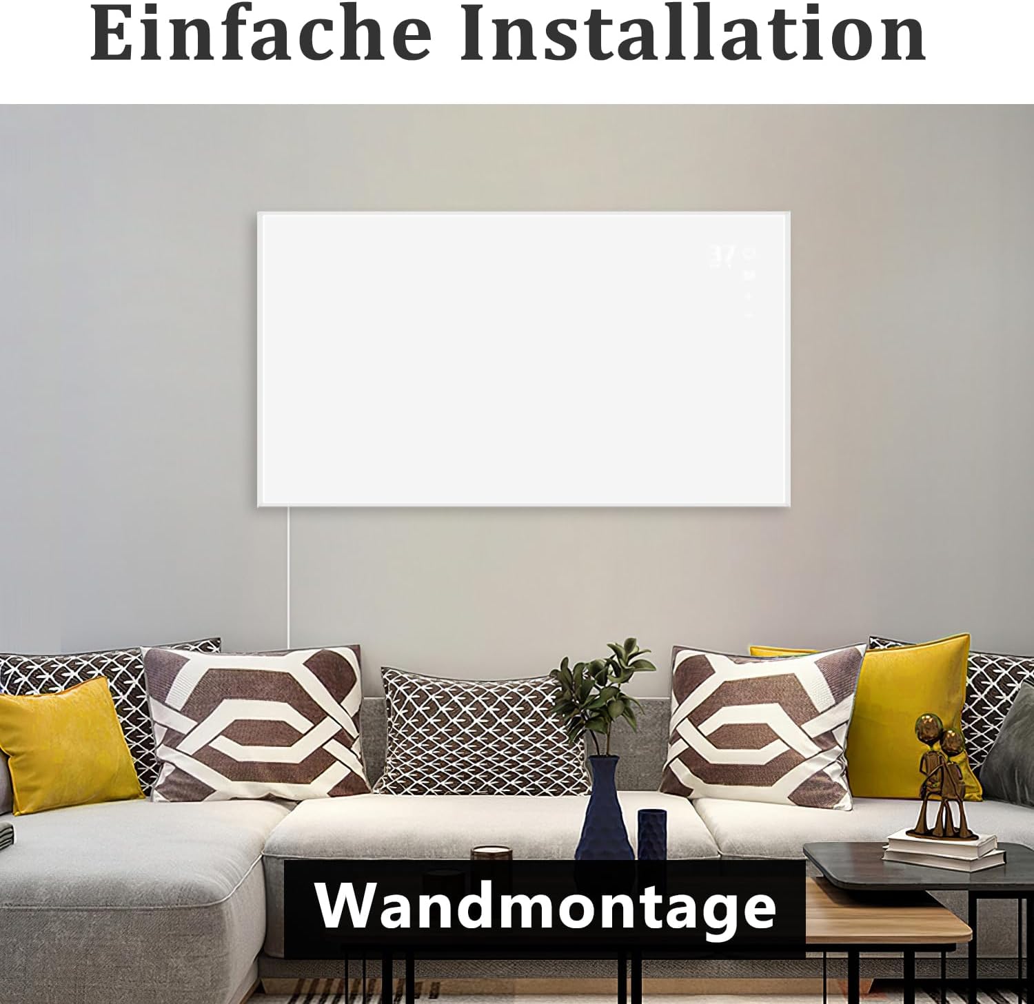 ZMH Aquecedor de parede infravermelho 450W com poupança de energia e controlo remoto para quartos e hotéis - 5