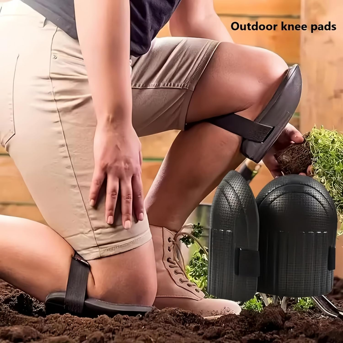 Joelheiras de jardinagem para mulheres e homens - Joelheiras leves de espuma impermeável e fáceis de instalar (preto) - 5