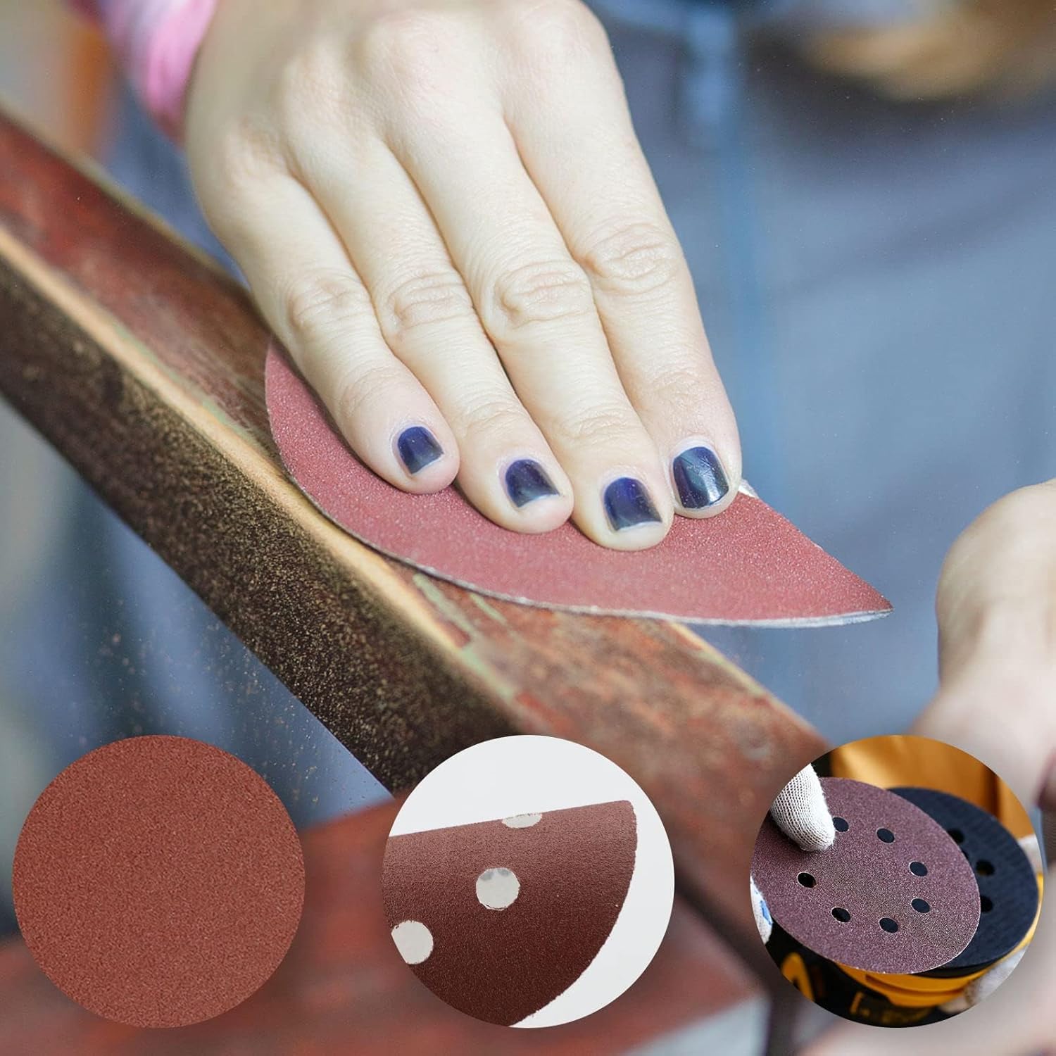 Disques Abrasifs 125mm Grain 80 Papier Poncer 50 PièCes 8 Trous Disque Poncage Pour Ponceuse Excentrique - 5
