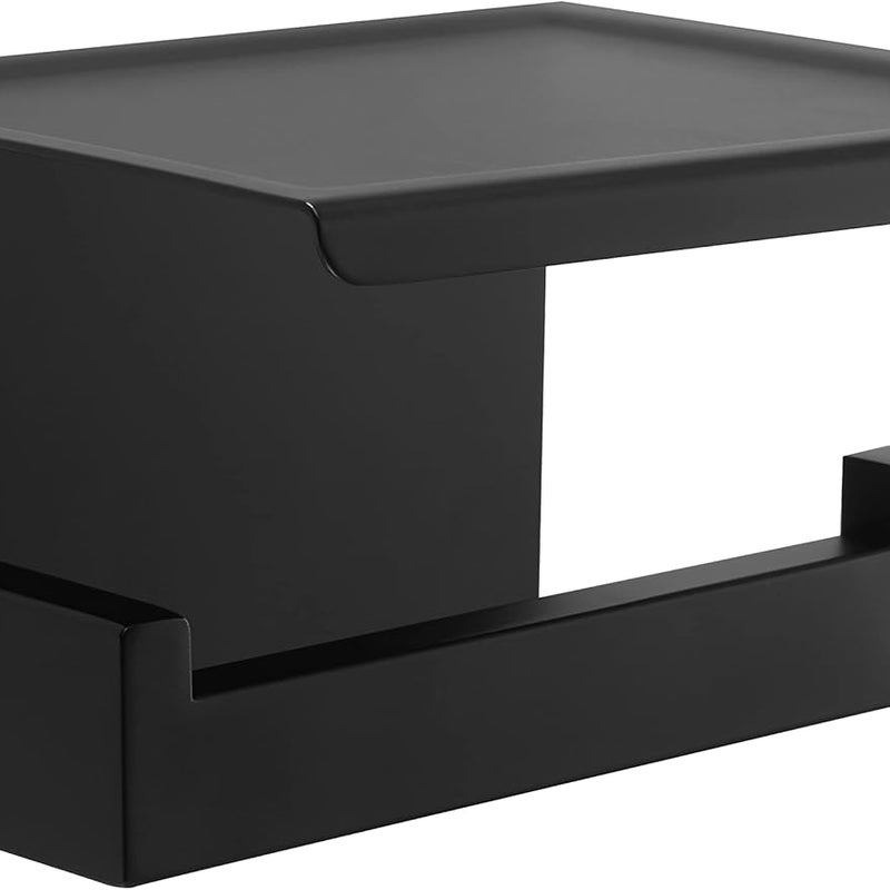 Czarny samoprzylepny uchwyt na papier toaletowy z półką, ścienny uchwyt na papier toaletowy do łazienki, stal nierdzewna SUS 304, uchwyt na rolkę papi