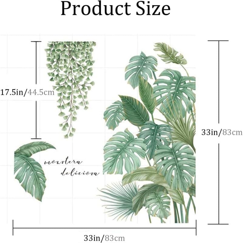Tropicaux Plante Feuille Palmier Autocollants,Stickers Feuillage,Sticker Mural Feuilles de Vigne,Convient pour Chambre à Coucher,Salon,Bureau,Etc - 4