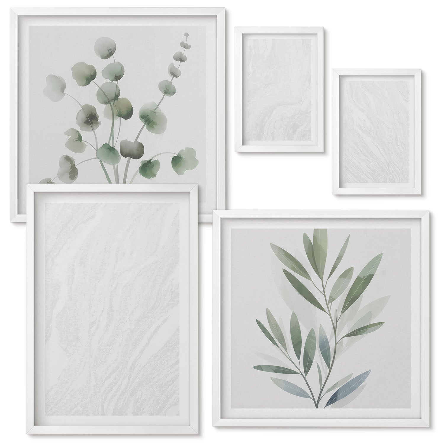 Ensemble de 5 tableaux encadrés | Élégante structure linéaire en marbre ...