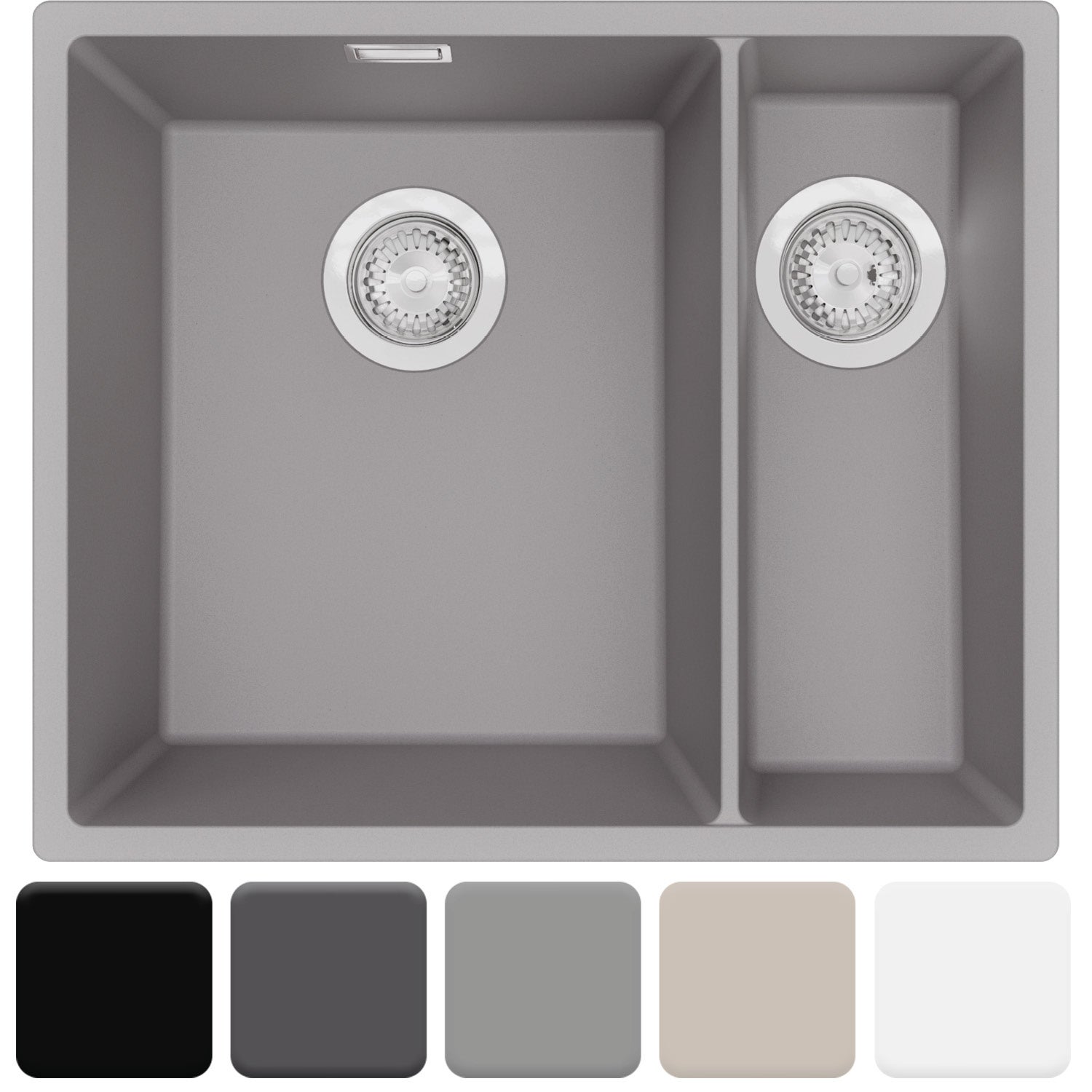 Zlewozmywak podblatowy 56x47cm, do szafki od 60cm + Syfon - Agate Szary STONESTYLE