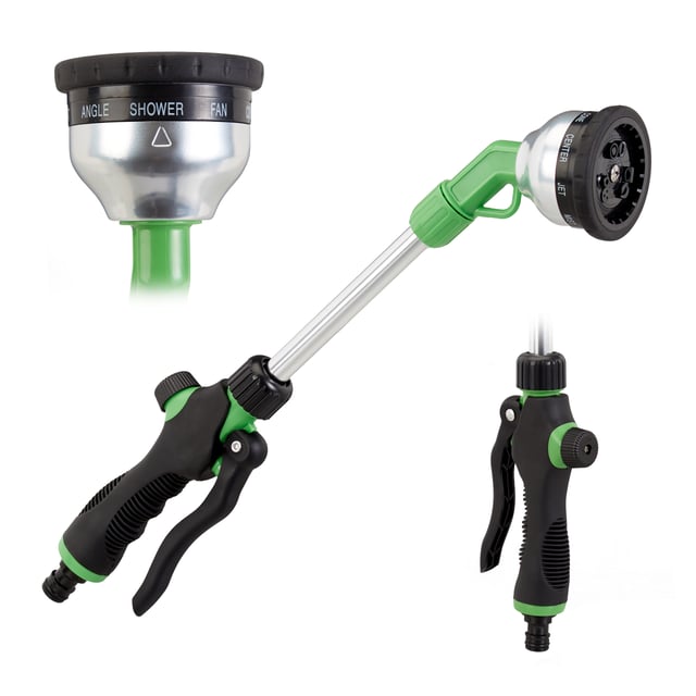 Lancia Premium per Annaffiare, Doccia da Giardino con Attacco da 1/2 Pollice, 9 Modalità, Lunghezza 44 cm, Verde-Nero