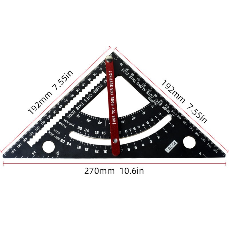 Équerre de menuisier réglable en aluminium (7-Inch), jeu d'équerres impériales, équerre de précision, crayon à bois, outils de menuiserie - 3