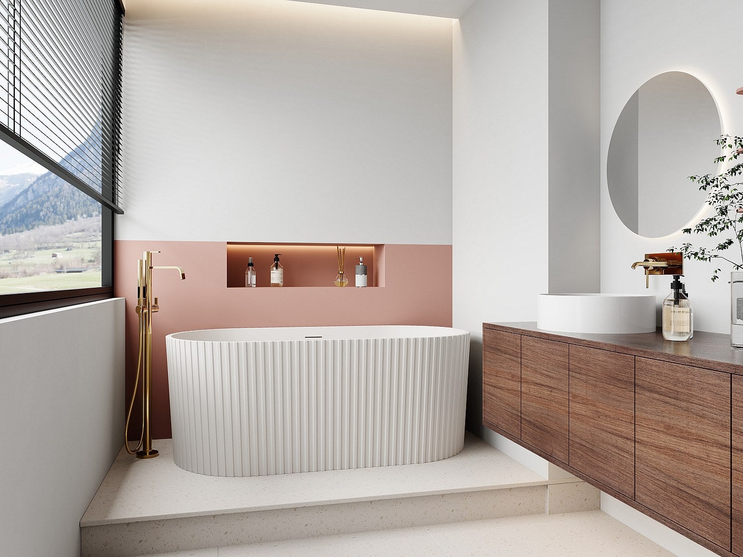 Wanna wolnostojąca akrylowa ryflowana - Biały mat - 230 l - 170 x 80 x 58 cm - ALIENA