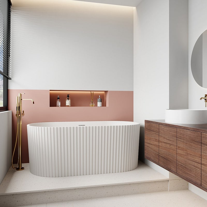 Wanna wolnostojąca akrylowa ryflowana - Biały mat - 230 l - 170 x 80 x 58 cm - ALIENA