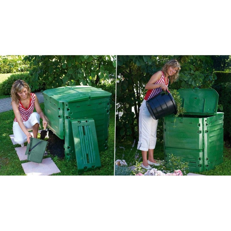 Compostadora de Jardin 1000 Litros Polietileno 100x100x100 cm | Compostador Exterior Ecológico | Reciclaje de Residuos Orgánicos - 3