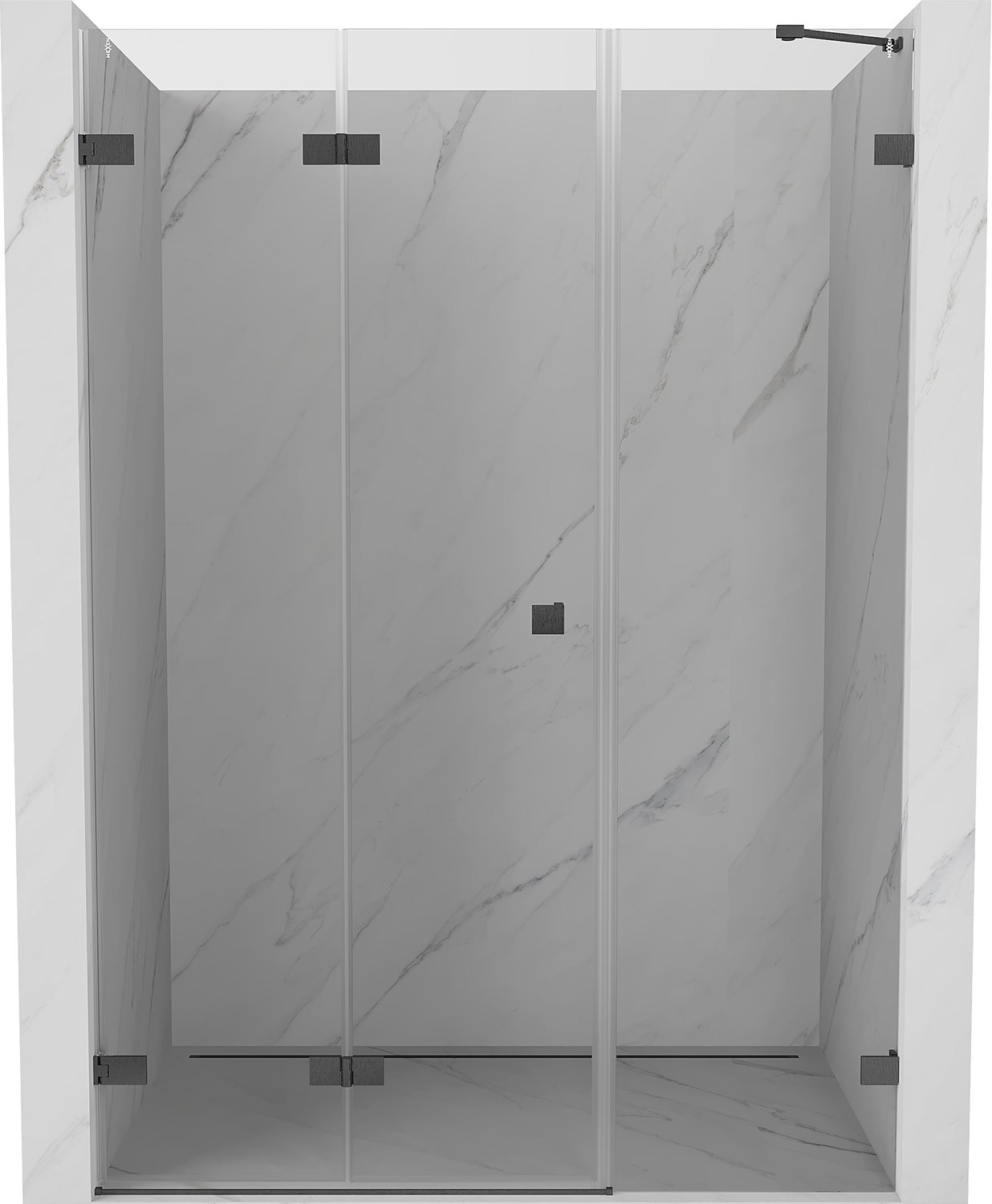Mexen Lunar-F drzwi prysznicowe składane lewe 140 cm, transparent, gun gray szczotkowany - 836S-140-050-66-00-L