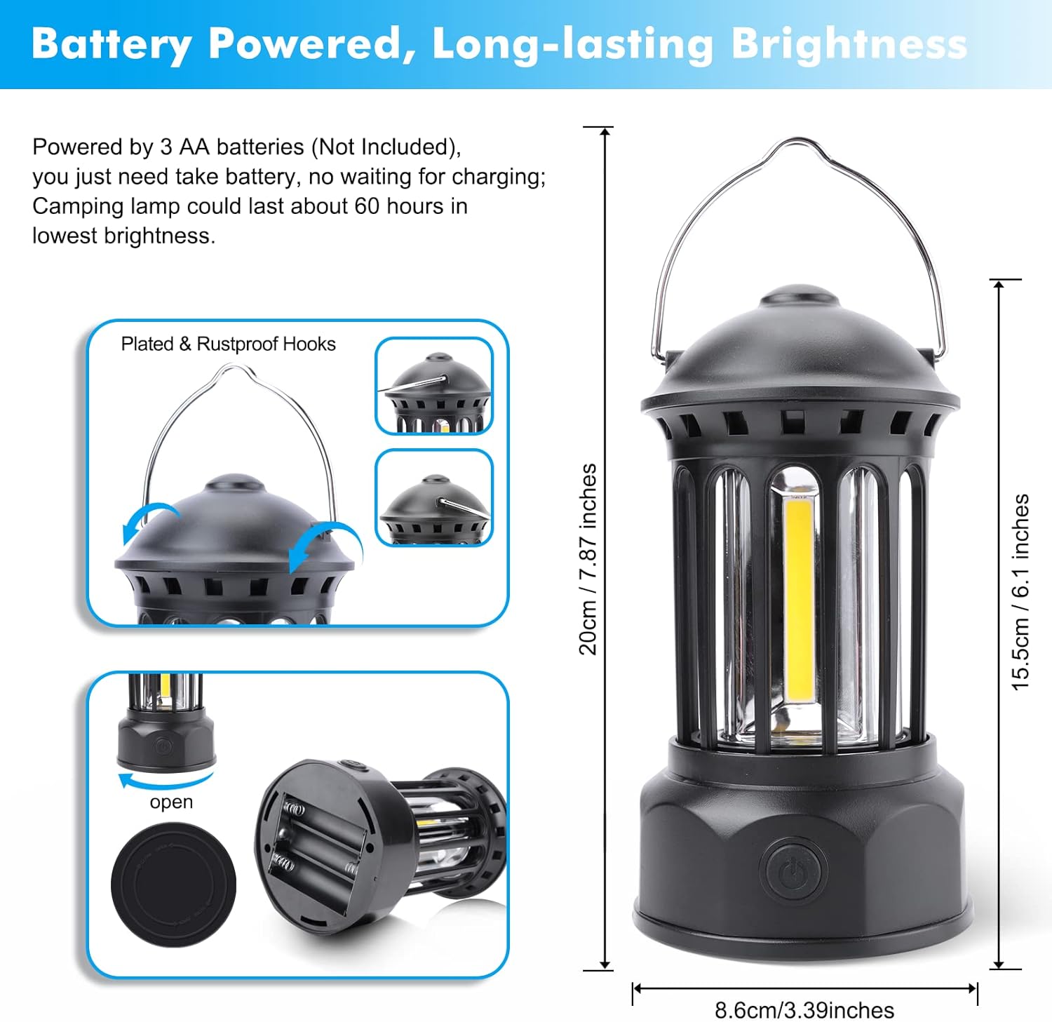 Lanterne Camping Rechargeable, Multifonctionnelle Lampe De Camping Avec