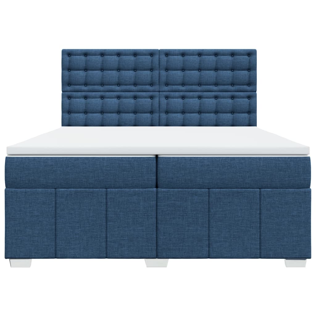 Maison Exclusive - Sommier à lattes de lit avec matelas Bleu 200x200 cm Tissu - 4