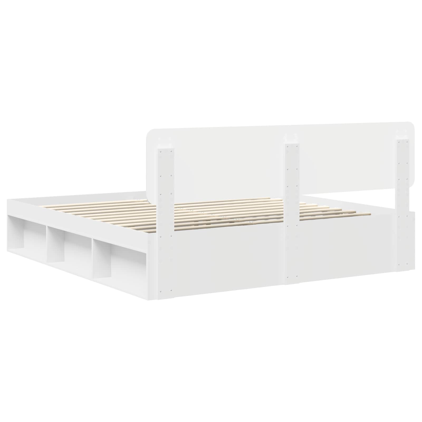 Cadre de lit avec tête de lit en pin massif blanc pour la chambre, 200 × 200 cm - 9